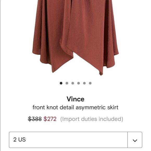 Vince Front Knot Detail Asymmetric Skirt - Picture 4 of 9